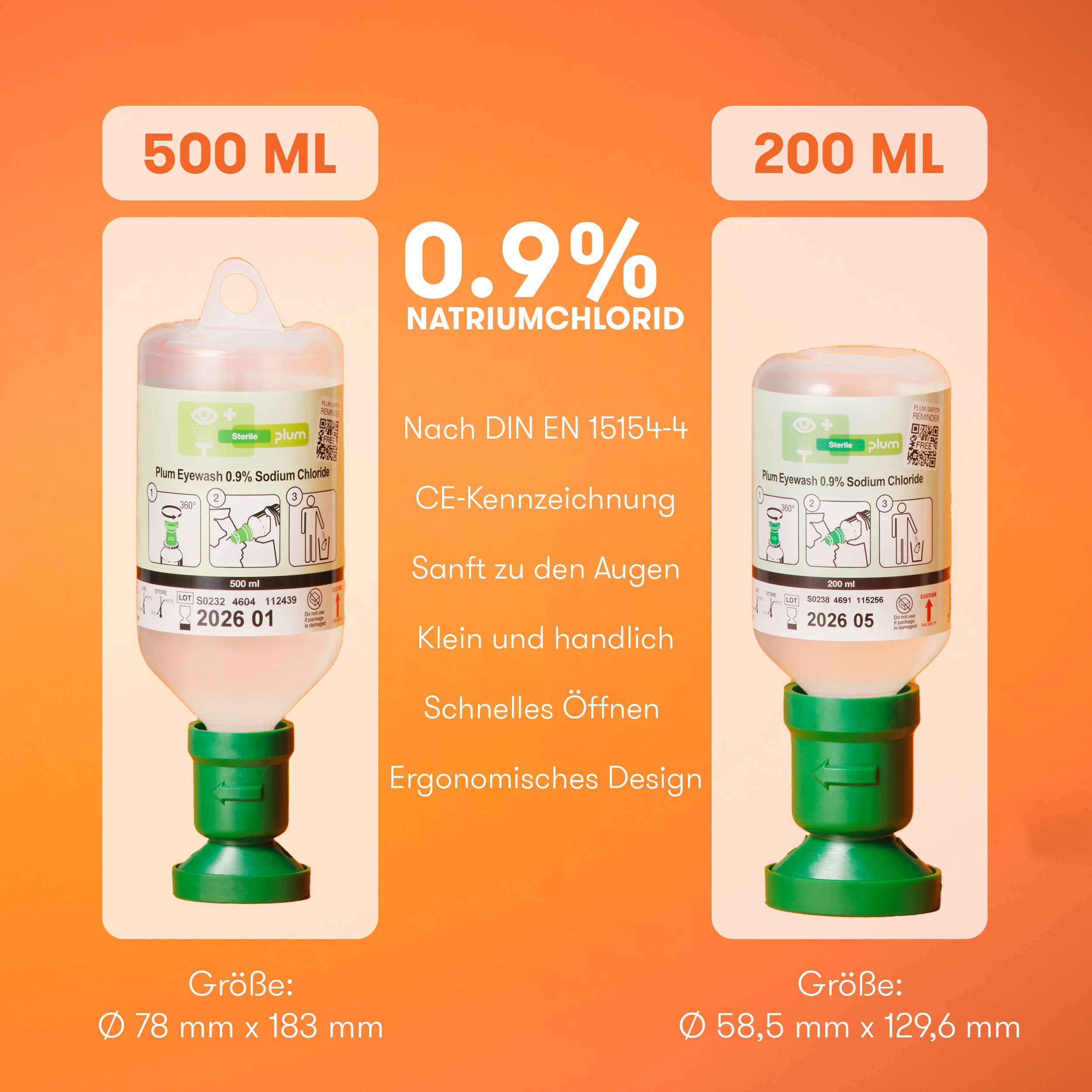 Erste Hilfe Kasten I nach neuer DIN 13157:2021 I inkl. 2 Augenspülflaschen (Natriumchlorid-Lösung)