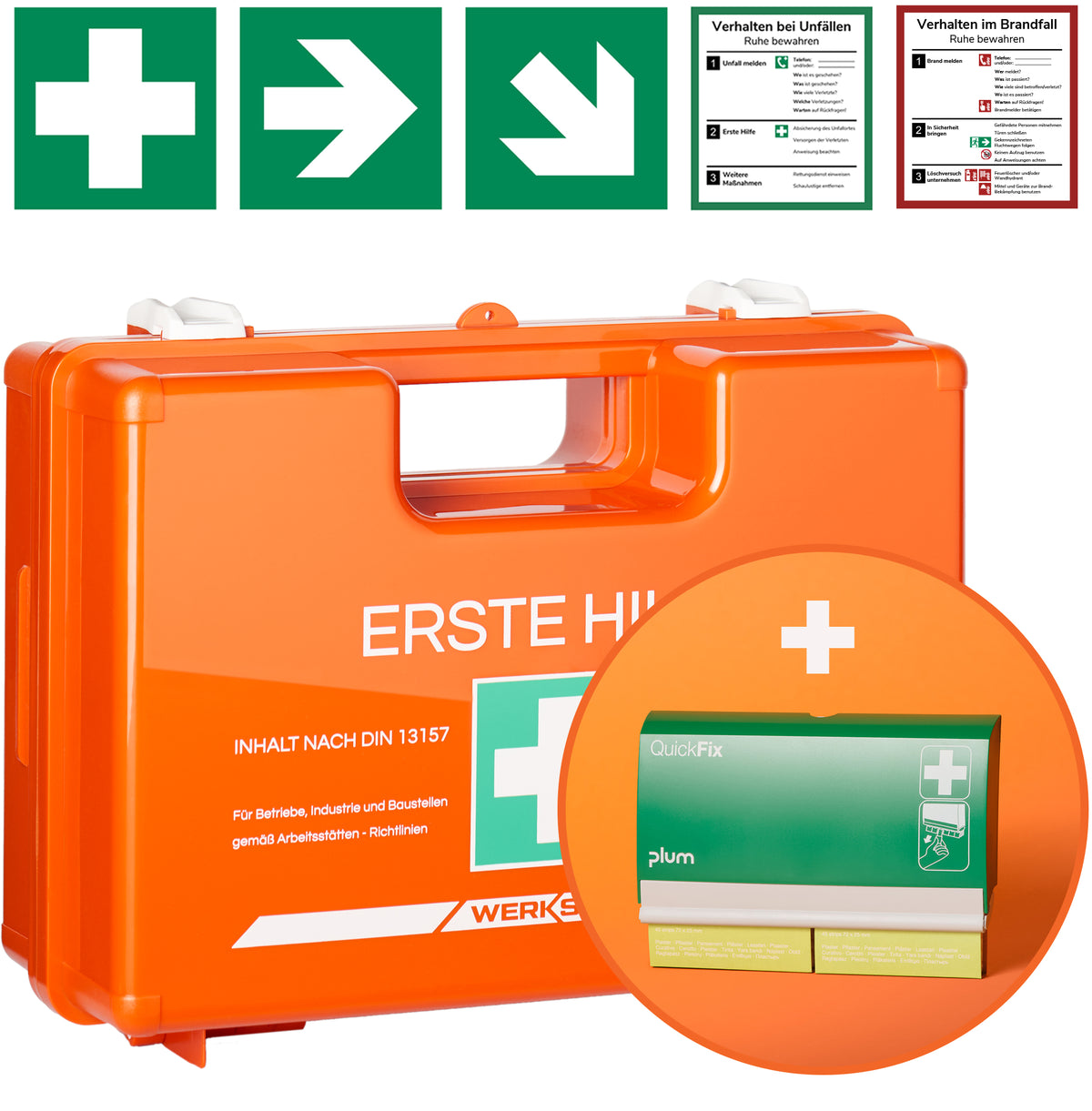 Erste Hilfe Kasten I nach neuer DIN 13157:2021 I inkl. Pflasterspender