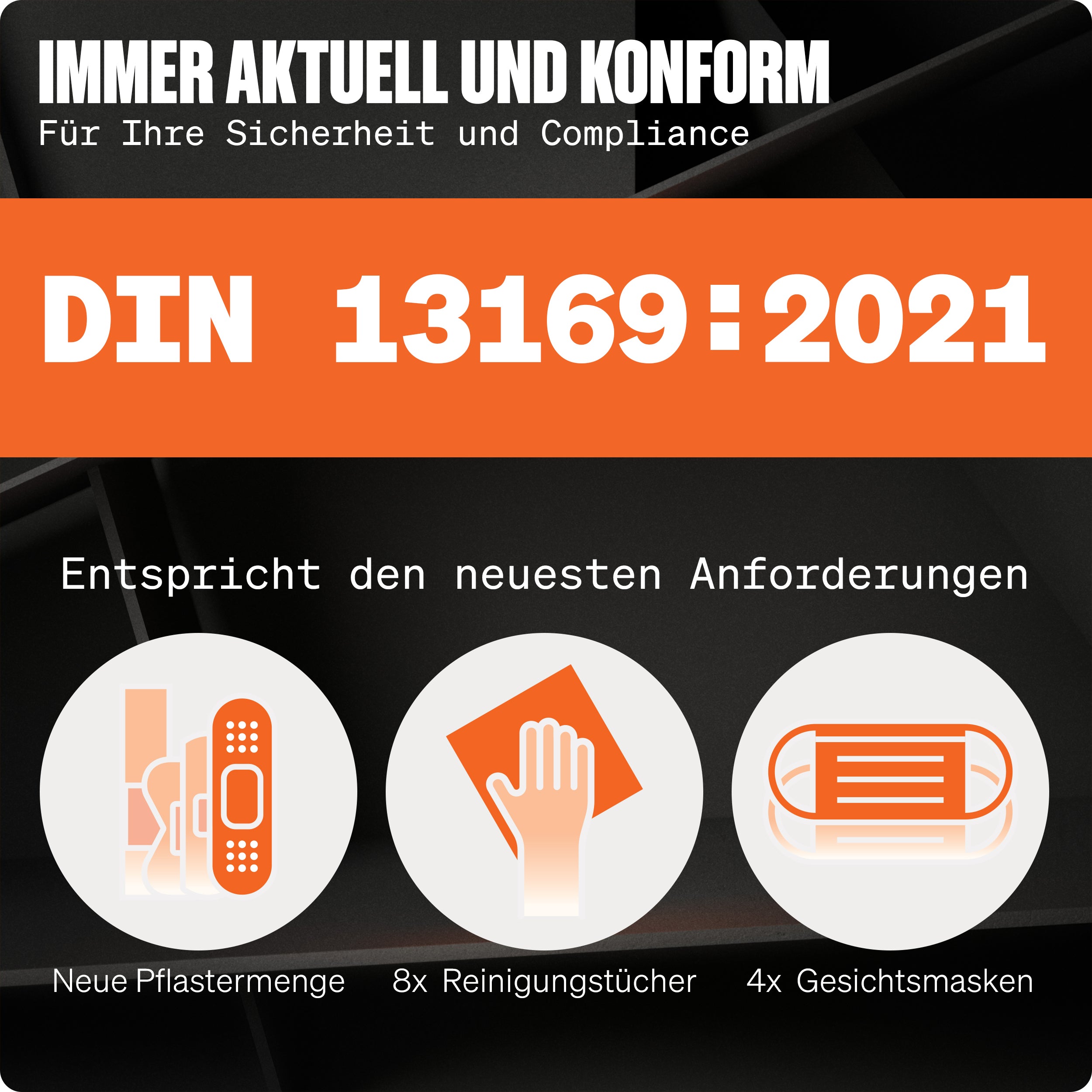 Werkstein Erste Hilfe Koffer DIN 13169:2021 konform nach neuesten Anforderungen für Betriebe