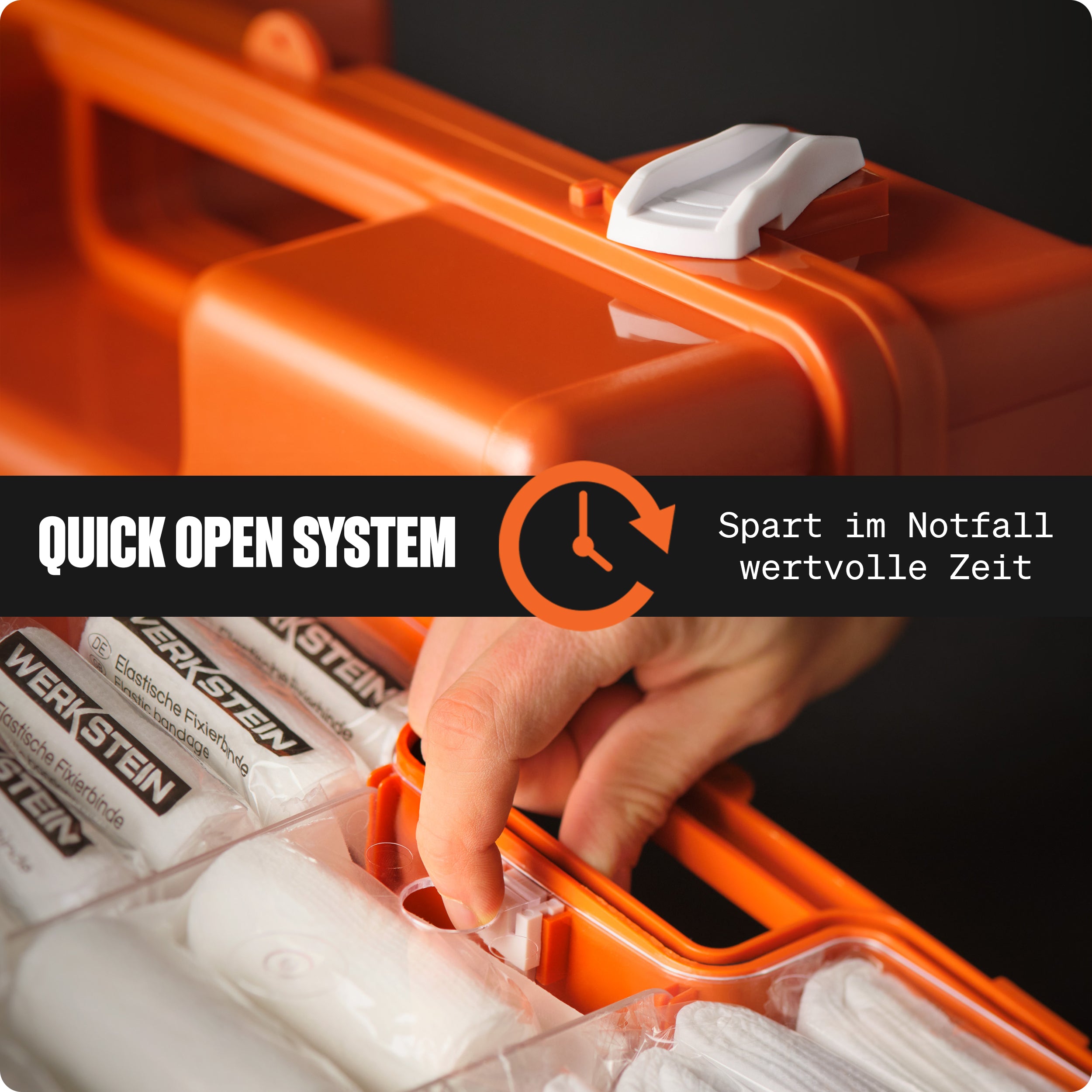 Quick Open System Erste Hilfe Koffer ÖNORM Z1020 Typ 2 schnelles Öffnen im Notfall