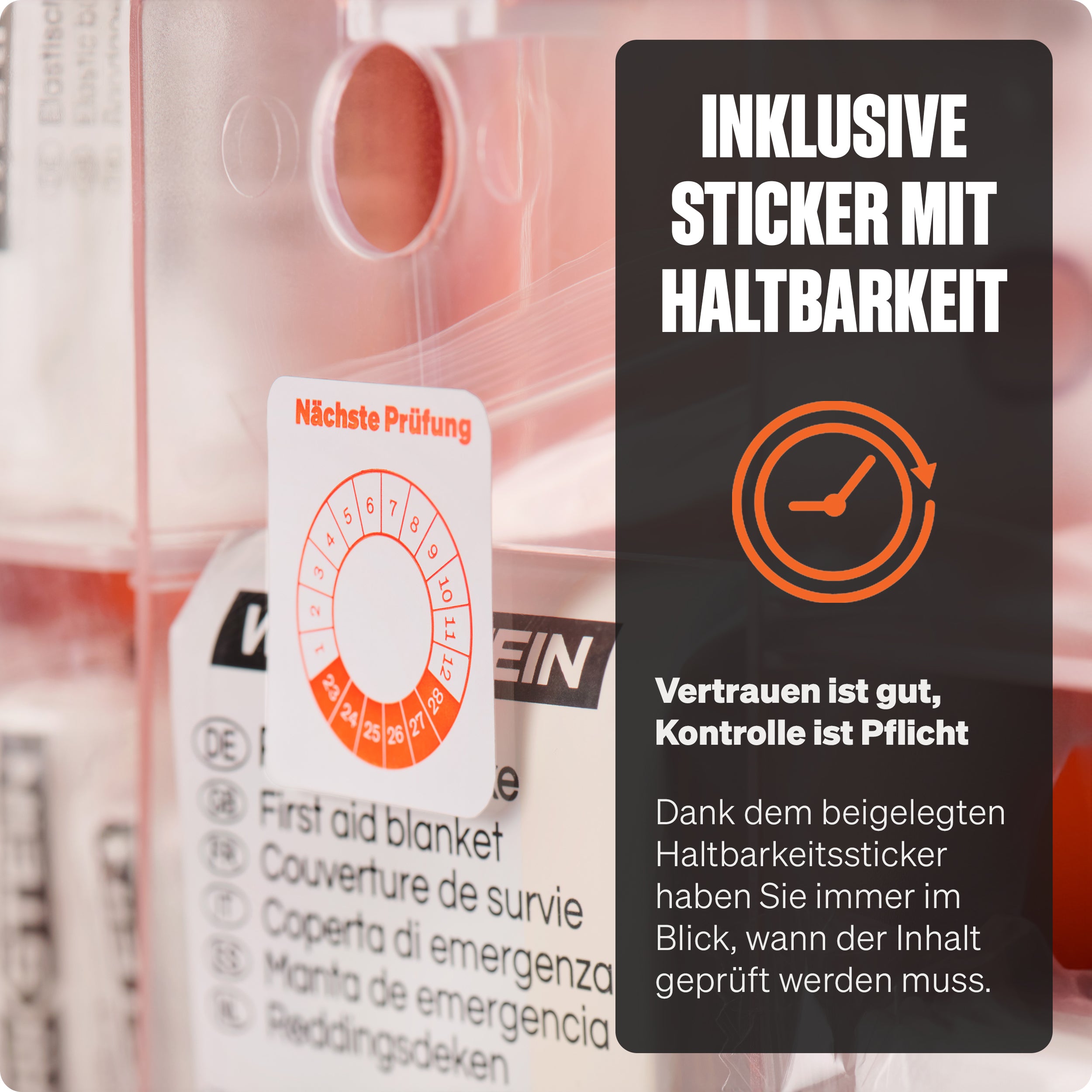 Werkstein Nachfüllset DIN 13157 inklusive Haltbarkeitssticker für Kontrolle und Sicherheit