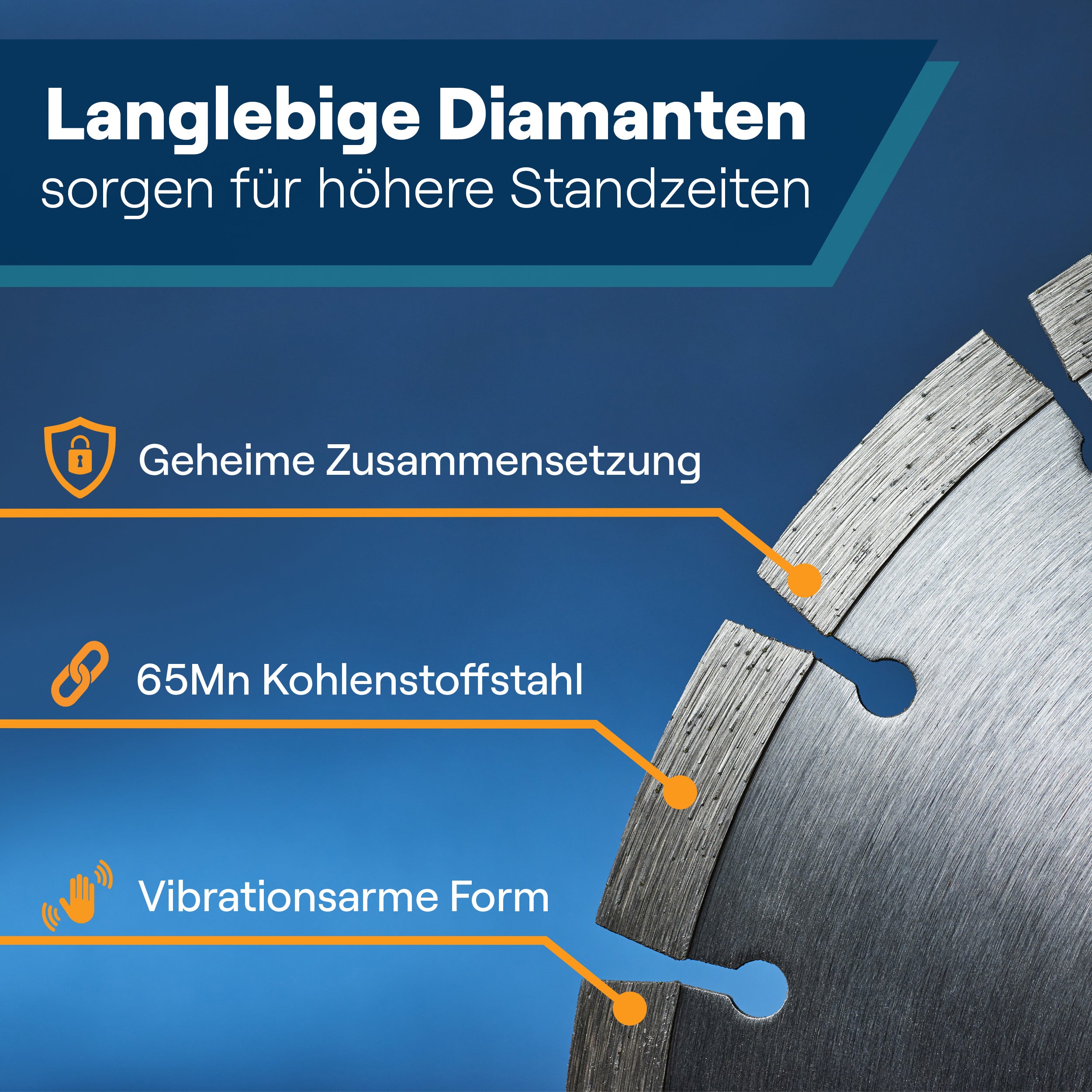 Hochwertige Diamanttrennscheibe mit 65Mn-Stahl und vibrationsarmer Form