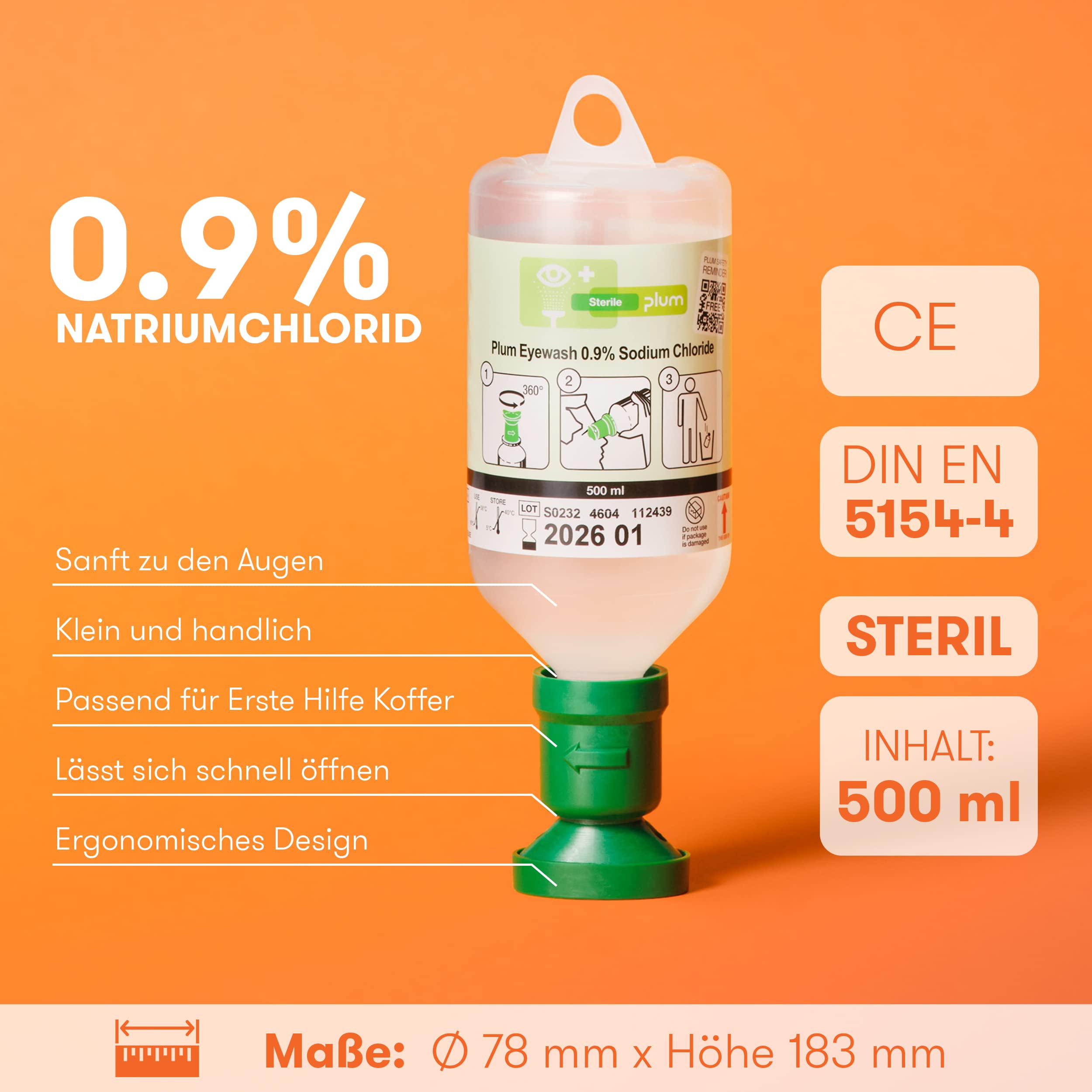 Erste Hilfe Kasten I nach neuer DIN 13157:2021 I inkl. Augenspülflasche 500ml (Natriumchlorid-Lösung)