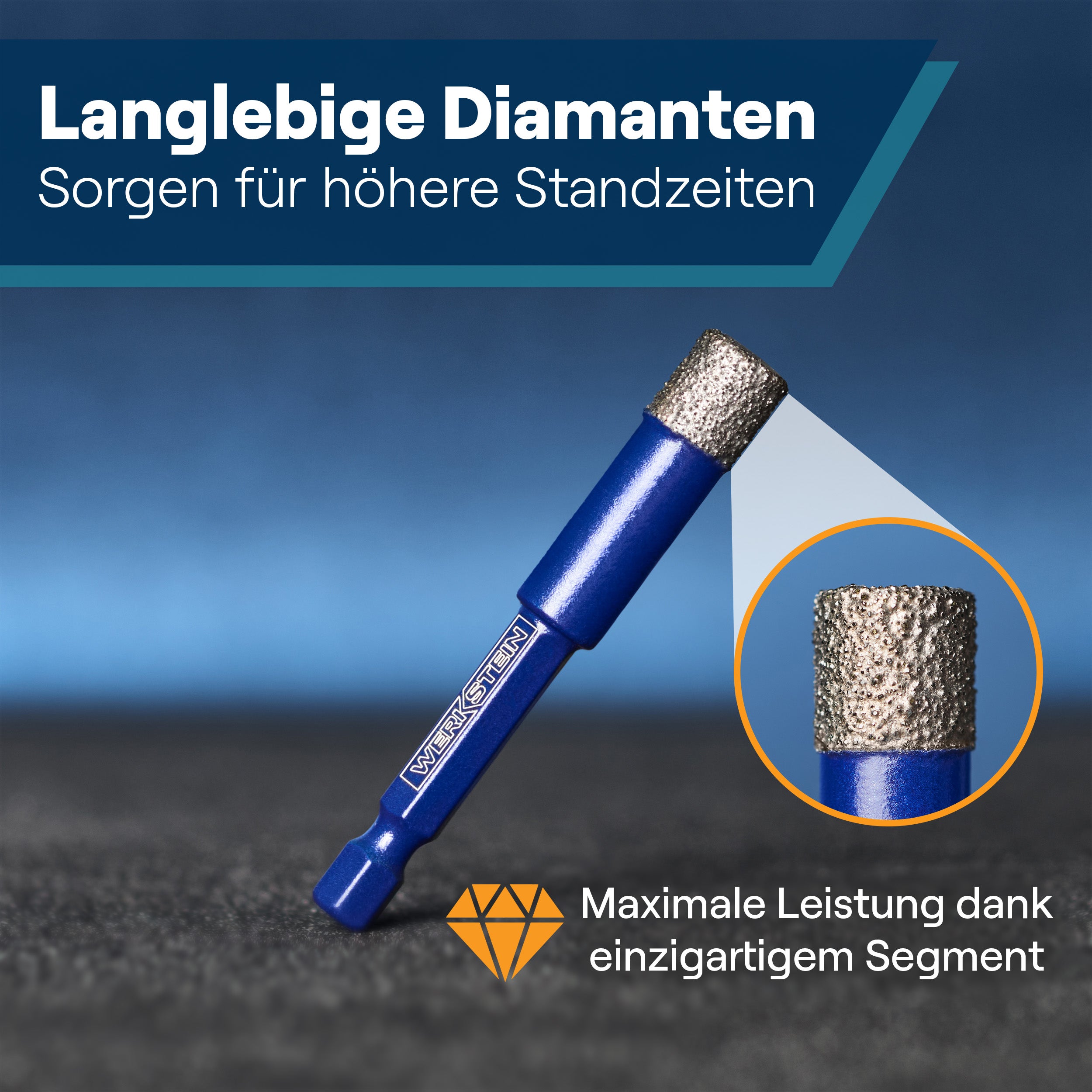 Hochwertige Diamantspitze für längere Standzeit – Werkstein Fliesenbohrer im Detail