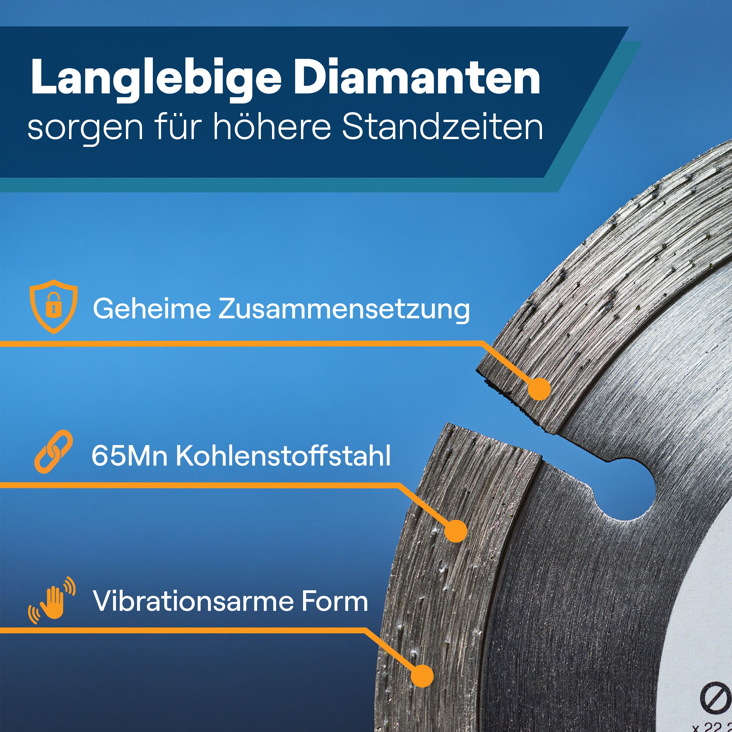Langlebige Diamanttrennscheibe aus 65Mn Kohlenstoffstahl – vibrationsarm und robust

