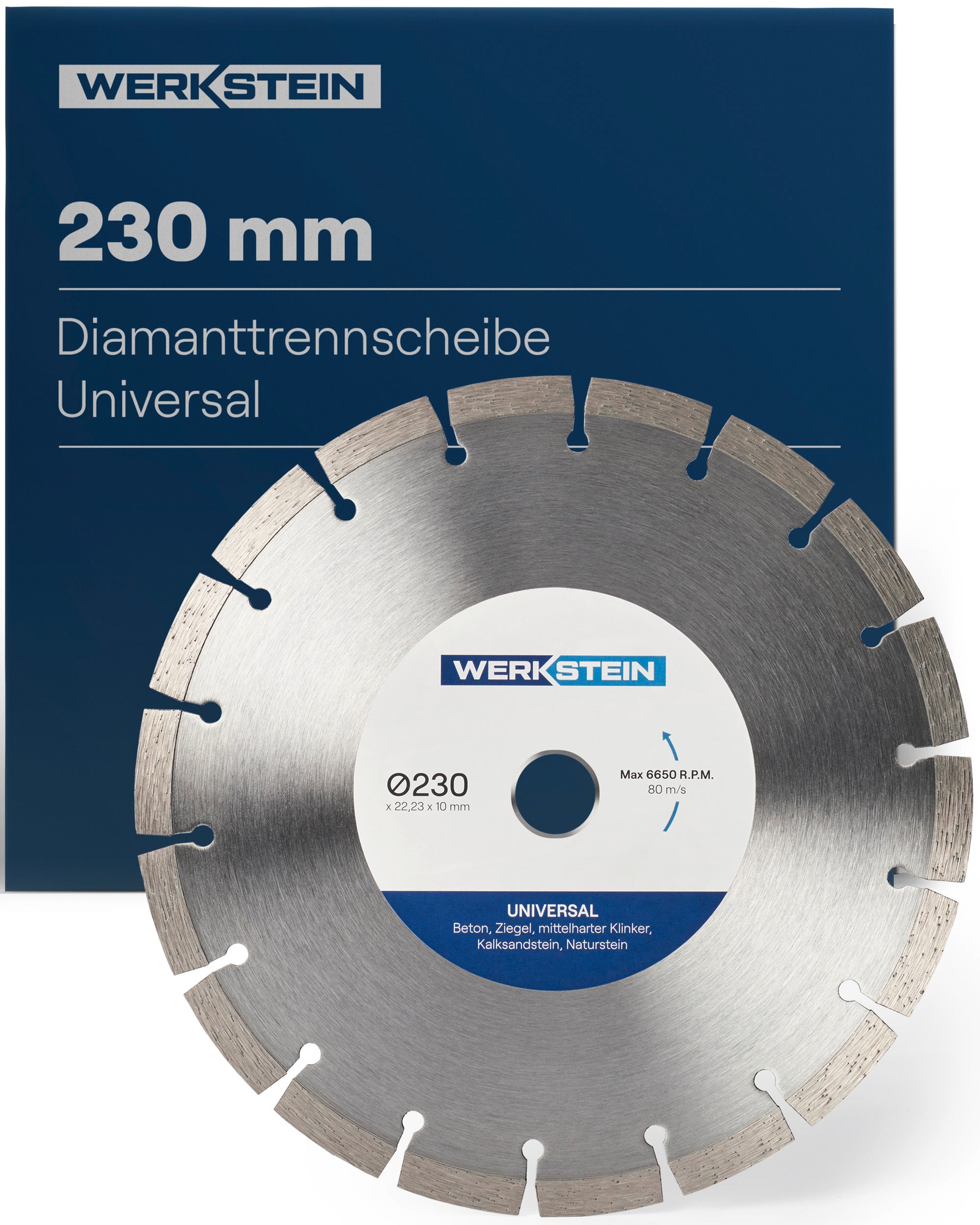 Werkstein Diamanttrennscheibe 230 mm für Beton, Ziegel, Klinker und Naturstein